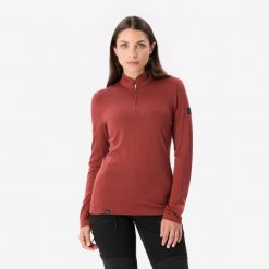 Koszulka trekkingowa damska z długim rękawem Merino Resist. Brązowe t-shirty damskie SIMOND, m, bez wzorów, z materiału, klasyczne, bez kołnierzyka. Za 249.99 zł.