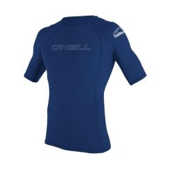 Koszulka do pływania męska O'Neill Basic Skins Rash Guard. Niebieskie koszulki sportowe męskie O'Neill, m, bez wzorów, bez kołnierzyka, bez ramiączek, do pływania. Za 177.00 zł.