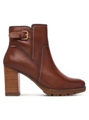 Pikolinos Botki Connelly W7M-8730 Brązowy. Brązowe botki damskie Pikolinos, ze skóry, bez obcasa, na słupku, bez zapięcia. Za 799.99 zł.