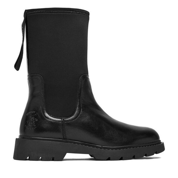 Botki Beverly Hills Polo Club. Czarne botki damskie Beverly Hills Polo Club, bez obcasa, na płaskiej podeszwie, bez zapięcia. Za 429.99 zł.