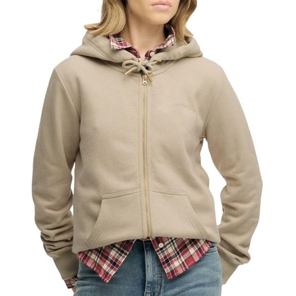Bluza Superdry Essential Logo Ziphood Hb. Brązowe bluzy damskie Superdry., s, bez wzorów, z bawełny, bez kaptura. Za 369.30 zł.