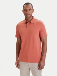 Calvin Klein Polo LV04LB276G Pomarańczowy Regular Fit. Brązowe koszulki polo męskie Calvin Klein, m, bez wzorów, z bawełny, bez ramiączek. Za 329.99 zł.
