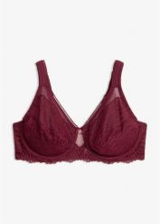 Biustonosz minimizer z wyściełanymi ramiączkami. Niebieskie biustonosze bonprix, bez wzorów, z koronki. Za 59.99 zł.