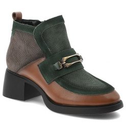 Brązowe Botki Maciejka Skórzane Buty Damskie. Brązowe kozaki damskie Maciejka, ze skóry, bez obcasa, na obcasie. Za 305.99 zł.