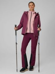 4F Spodnie trekkingowe membrana 8000 damskie - burgundowe S. Czerwone spodnie materiałowe damskie 4f, l, bez wzorów. Za 499.99 zł.