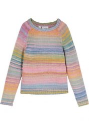 Sweter z dzianiny o splocie grubych oczek. Czerwone swetry dla dziewczynek bonprix, bez wzorów, z dzianiny, bez kołnierzyka, bez ramiączek, bez kaptura. Za 74.99 zł.