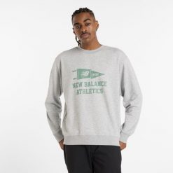 Bluza męska New Balance MT51929AG – szara. Szare bluzy męskie New Balance, m, bez wzorów, z bawełny, bez kaptura. Za 169.99 zł.