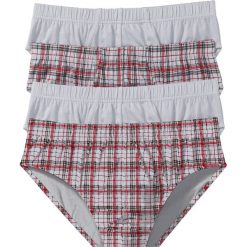 Slipy maxi (4 pary) bonprix szaro-czerwony w kratę. Slipki męskie marki bonprix. Za 55.96 zł.