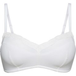 Biustonosz bez fiszbinów bonprix biały. Białe biustonosze bonprix, w koronkowe wzory, z koronki. Za 44.99 zł.