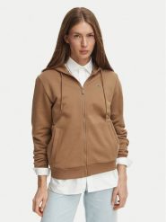 Lacoste Bluza SF5256 Brązowy jasny Regular Fit. Brązowe bluzy damskie Lacoste, bez wzorów, z bawełny, bez kaptura. Za 639.99 zł.