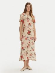 Weekend Max Mara Sukienka letnia Giudy 2515221212 Beżowy Regular Fit. Brązowe sukienki damskie Weekend Max Mara, na lato, bez wzorów, z jedwabiu, bez kołnierzyka, bez ramiączek. Za 1,059.00 zł.