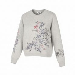 Desigual Jers Laia sweter damski L szary melange haftowany. Szare swetry damskie Desigual, l, bez wzorów, z wiskozy, bez kołnierzyka, bez ramiączek, długie, bez kaptura. Za 339.99 zł.