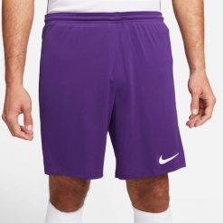 Krótki Mężczyzna Nike Park III fioletowy. Białe krótkie spodenki sportowe męskie Nike, l, bez wzorów, na fitness i siłownię. Za 79.99 zł.