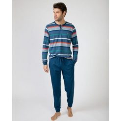 Piżama męska rozm. L P751305 Navy Blue. Niebieskie piżamy męskie Massana Homewear, l, bez wzorów, z bawełny, bez ramiączek, długie. Za 310.00 zł.