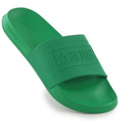 Klapki męskie plażowe basenowe zielone Big Star NN174650. Zielone klapki męskie z materiału, retro. Za 152.44 zł.