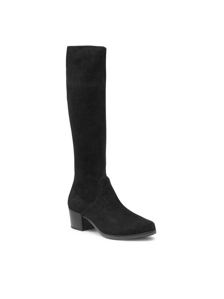 Caprice Kozaki 9-25506-41 Czarny. Czarne kozaki damskie Caprice, z materiału, bez obcasa, na słupku. Za 379.99 zł.