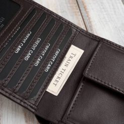 Paolo Peruzzi Brązowy portfel męski skórzany smukły poziomy AL-17-BR. Brązowe portfele męskie Paolo Peruzzi, bez wzorów. Za 97.66 zł.