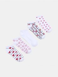 Prążkowane skarpetki ze wzorem 5 pack - biały. Białe skarpety damskie Sinsay, bez wzorów, prążkowane. Za 9.99 zł.