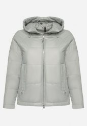 Miętowa Pikowana Kurtka o Pudełkowym Kroju z Szerokim Kołnierzem Evindas. Zielone kurtki damskie Born2be, xl, bez wzorów, z jeansu, bez kaptura. Za 259.99 zł.