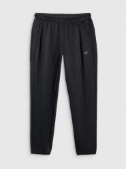 Spodnie treningowe z wykończeniem szybkoschnącym męskie czarne 4F Czarny L. Czarne spodnie sportowe męskie Under Armour, l, bez wzorów, z elastanu. Za 172.50 zł.