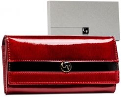 Portfel damski Cavaldi H24-2-SH czerwony. Czerwone portfele damskie 4U Cavaldi, bez wzorów, ze skóry. Za 139.99 zł.