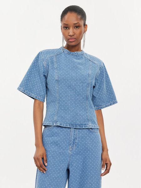 Custommade Bluzka Stella 999449289 Niebieski Regular Fit. Niebieskie bluzki damskie Custommade, m, bez wzorów, z bawełny, bez kołnierzyka, bez ramiączek. Za 609.99 zł.