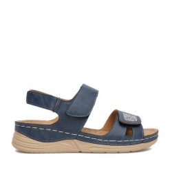 Sandały Go Soft. Niebieskie sandały damskie GO SOFT, bez wzorów, bez obcasa, na płaskiej podeszwie, bez zapięcia. Za 99.99 zł.