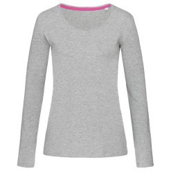 Damska Koszulka Z Długim Rękawem Z Wrzosowego Streczu. Szare t-shirty damskie Stedman, bez wzorów, casualowe, bez kołnierzyka. Za 97.99 zł.
