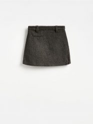 Spódnica mini z domieszką wełny - brązowy. Brązowe spódnice damskie Reserved, l, bez wzorów, z tkaniny, mini, proste. Za 119.99 zł.