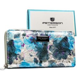 Portfel damski w typie piórnika w kwiaty zamykany suwakiem PTN PX25-1-NPK Peterson. Portfele damskie Peterson, bez wzorów, ze skóry. Za 124.99 zł.