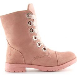 Botki workery różowe AB-8 Pink. Czerwone botki damskie ButyModne, przed kolano, bez obcasa, na płaskiej podeszwie, bez zapięcia. W wyprzedaży za 89.00 zł.
