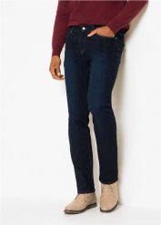 Dżinsy regular fit z wielokierunkową elastycznością, ze ściągaczem w pasie, prosty krój. Niebieskie jeansy męskie bonprix. Za 144.99 zł.