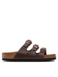 Birkenstock Klapki Florida 53901 Brązowy. Brązowe klapki damskie Birkenstock, bez wzorów, ze skóry, bez obcasa. Za 439.99 zł.