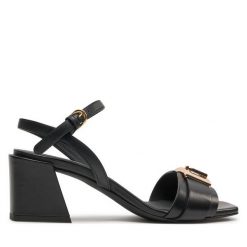Sandały Furla. Czarne klapki damskie Furla, bez wzorów, bez obcasa, na słupku, bez zapięcia. Za 679.99 zł.