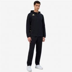 Bluza Kappa Giordizi. Czarne bluzy męskie Kappa, na zimę, l, bez wzorów, z bawełny, z kapturem. Za 239.70 zł.