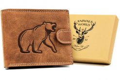 Portfel skórzany Always Wild N992L-CHM-BEAR brązowy. Brązowe portfele męskie Always Wild, bez wzorów, z nubiku. Za 50.00 zł.