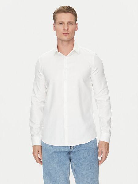 Calvin Klein Koszula K10K114316 Biały Slim Fit. Białe koszule męskie Calvin Klein, m, bez wzorów, z bawełny, bez kołnierzyka, bez ramiączek. Za 219.99 zł.