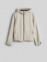 4F Kurtka softshell wiatroodporna membrana 5000 damska - kremowa M. Białe kurtki damskie 4f, l, bez wzorów, z softshellu, bez kaptura. Za 299.99 zł.