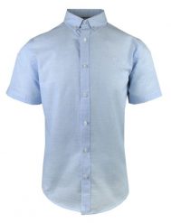 Weekendowa Koszula Męska, Krótki Rękaw - Pako Jeans - Błękit. Niebieskie koszule męskie Pako Jeans, l, bez wzorów, z bawełny, casualowe, bez kołnierzyka, bez ramiączek. Za 159.00 zł.
