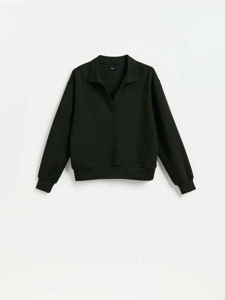 Bluza z dodatkiem modalu - morski. Zielone bluzy damskie Reserved, l, bez wzorów, z dzianiny, bez kaptura. Za 109.99 zł.