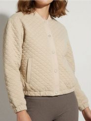 Pikowana kurtka bomberka - beżowy. Brązowe kurtki damskie Sinsay, l, bez wzorów, bez kaptura. Za 79.99 zł.