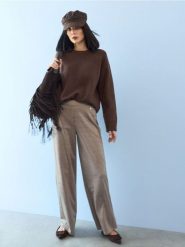 Spodnie straight leg - wielobarwny. Spodnie materiałowe damskie Sinsay, l, bez wzorów. Za 49.99 zł.