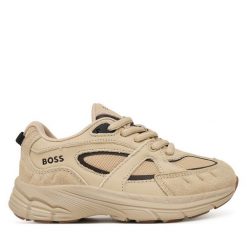 Sneakersy BOSS. Brązowe trampki i tenisówki chłopięce Boss, bez wzorów, bez zapięcia. Za 349.99 zł.