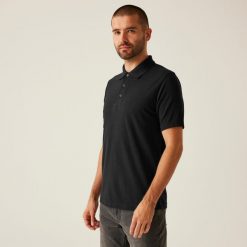 Koszulka polo robocza męska Pro 65/35. Czarne koszulki polo męskie Regatta, m, bez wzorów, z bawełny, bez kołnierzyka, bez ramiączek, trekkingowe. W wyprzedaży za 89.99 zł.