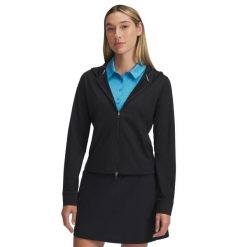 Damska bluza zapinana na zamek Under Armour Drive. Czarne bluzy damskie Under Armour, bez wzorów, sportowe, bez kołnierzyka, bez ramiączek, bez kaptura. Za 402.50 zł.
