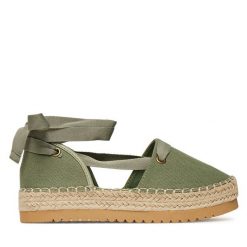 Espadryle DeeZee. Zielone espadryle damskie DeeZee, bez wzorów, bez obcasa, bez zapięcia. Za 119.99 zł.