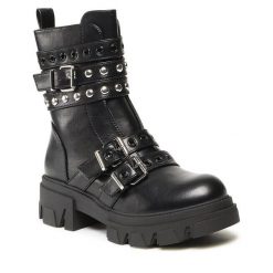 Botki DeeZee. Czarne botki damskie DeeZee, bez obcasa, na słupku, bez zapięcia. Za 199.99 zł.