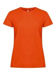 Clique Basic-T Women Dopasowana koszulka damska z bawełny – blood orange. Brązowe t-shirty damskie CLIQUE, xl, bez wzorów, z bawełny, bez kołnierzyka. Za 99.59 zł.