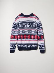 Sweter Star Wars - granatowy. Niebieskie swetry przez głowę męskie Sinsay, l, bez wzorów, bez kołnierzyka. Za 69.99 zł.