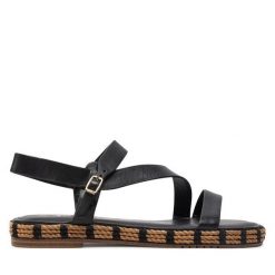 Sandały Tamaris. Czarne sandały damskie Tamaris, bez wzorów, bez obcasa, na płaskiej podeszwie, bez zapięcia. Za 219.99 zł.